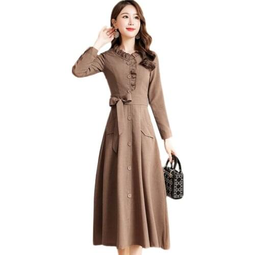 YAGENZ Cotton And Linen Dress Fashion Spring and Autumn Clothes Long Dress Vestidos De Verano Plus size Trend Bow Dresses 670