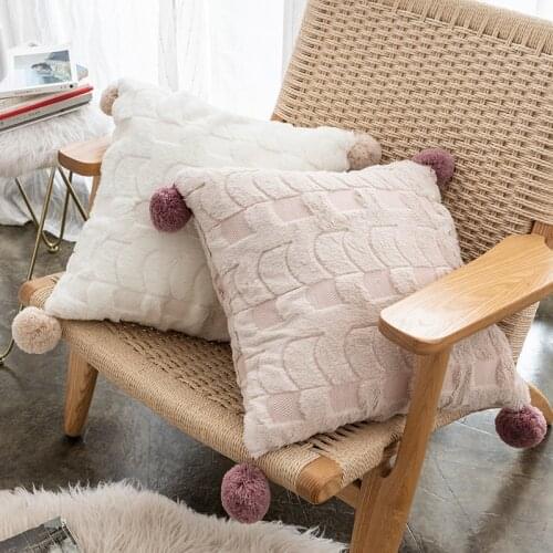 Plush Pillow Case Cushion Cover Soft Back Support Pillowcases Decorative Tassel Home Office Pillows Covers 45x45cm