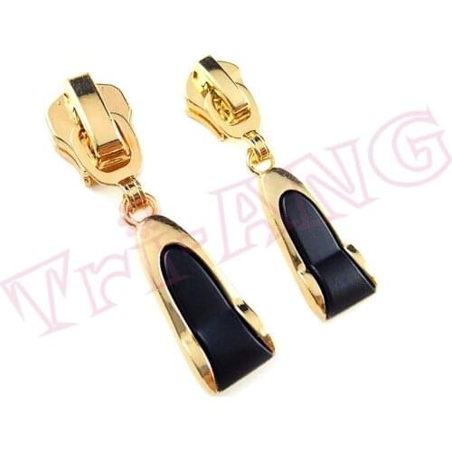 20pcs/lot, Hot Black Gold Mix 5# Zipper Sliders with Two Sizes Pulls Available