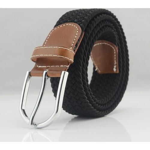 29 Colors Men Women Casual Knitted Pin Buckle Belt Woven Canvas Elastic Expandable Braided Stretch Belts Plain Webbing Strap