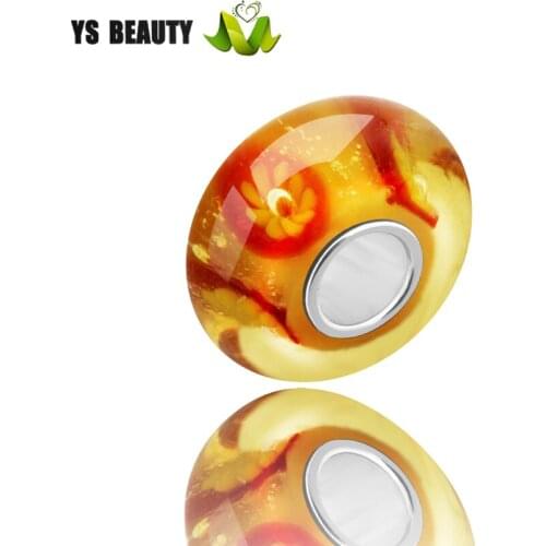 Rose bead S925 core Decal Bead lamp maker fired Murano glass bead for European glamour girls beaded bracelet jewelry