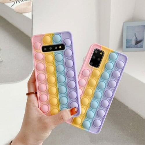 Relieve Stress Pop Bubble Silicone Case For Samsung Galaxy S20 S21 Ultra Plus S21+ A12 A20 A31 A30 A32 A50 A51 A71 4G 5G Cover