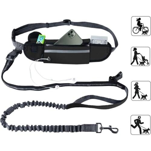 Training Hand Free Dog Leash Retractable Running Waist Bag Dog Leashes Reflective Adjustable Large Dogs Rope Harness Accessories