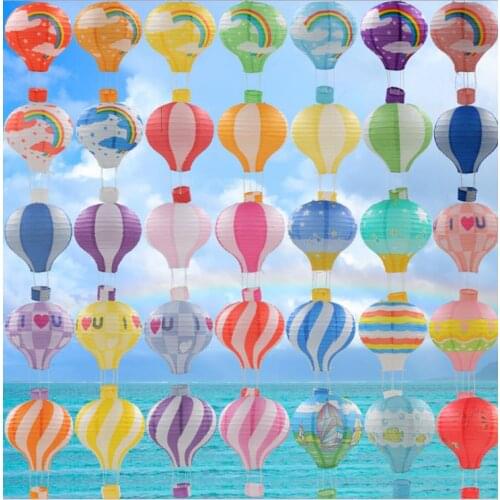 Hot Air Balloon Decoration Rainbow Fold Ceiling Hanging Garland Lantern Baby Shower Kids Birthday Wedding Party decor 12'' 16