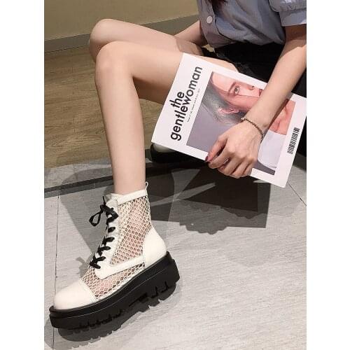 Flat Bottom Hollow, Breathable And Comfortable Temperament Korean Hot-Selling Ladies Martin Boots Summer Trend Net Boots