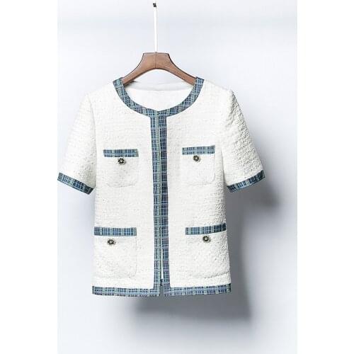 2020 Summer France style OL elegant O-neck Tweed coat Brand new high quality Short sleeves Tweed jackets B932