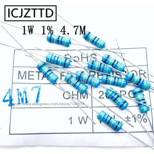 10pcs 0.5W 1% 1/2W 1% 1W 1% Mental Film Resistor 3.3M 3.6M 3M6 3.9M 3M9 4.3M 4M3 4.7M 4M7 5.1M 5M1 5.6M 5M6 6.2M 6M2 6.8M 6M8
