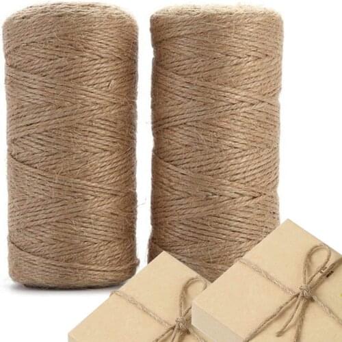 2MM 100M/lot Natural Jute Twine Cord Brown Twine Rope Jute Rope For DIY Crafts Gift Wrapping Wedding Christmas Decor