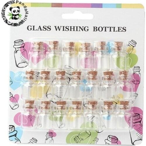 20pcs Little Beads Containers Clear Glass Jar Glass Bottles Decoration Wish Prayer Box Gift Present, with Stopper, Clear 16x22mm
