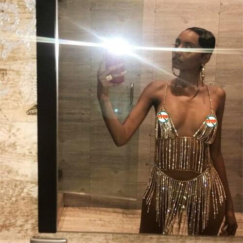 2019 Women Sexy Body jewelry Charm Exaggerated Luxury rhinestones Bra chain and Belly Waist Chain Statement Jewelry for Women