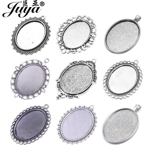 5pcs/lot Oval Pendant Blank Settings Cabochons Bases Bezel Trays Fit 30x40mm Oval Glass Necklace DIY Jewelry Making Findings