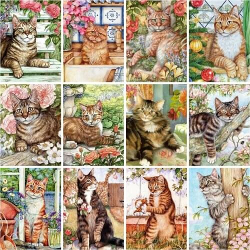 5D Diy Diamond Painting Cat Bead Embroidery Diamond Mosaic Full Square Round Drill Animal Kits Handmade Wall Art Pictures
