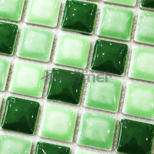 Shipping free! multi deep and light green mixture ceramic mosaic tiles in sheet bathroom shower mosaic tiles green kitchen tiles