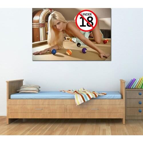 Blonde Girl on the Billiard Table Wallpaper Wall Art Poster Canvas Print Paintings for Home Room Decor