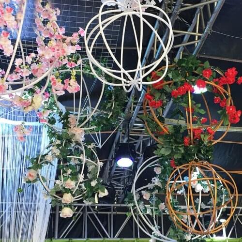 Large Wedding Decoration Aerial Suspension Telescopic Round Metal Iron Ball Stage Performance Props Wrought Iron Decorations