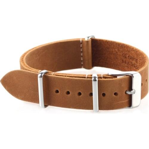 EACHE Nato Leather Watch Straps Vintage Genuine Leather Watchband 18mm 20mm 22mm Brown Blue Black Tan With Fast Delivery