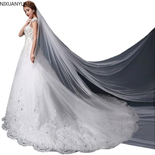 Cheap Real Photos 3M White/Ivory Wedding Veil 2 Layer Long Bridal Veil Head Veil Wedding Accessories Hot Sell