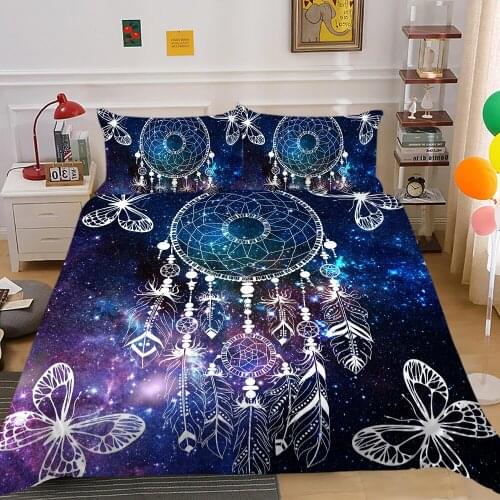 Fanaijia Bohemian DreamCatcher Duvet Cover Set with Pillowcase Colorful Galaxy Feather Bedding Set King Full Size Comforter Sets
