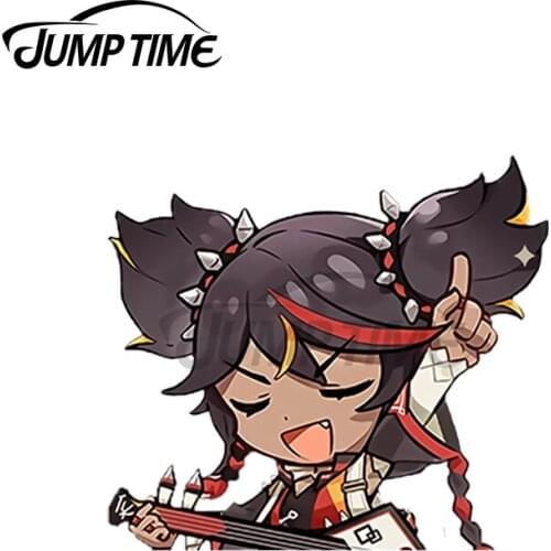 JumpTime 13 x 6cm For Xinyan Genshin Impact Sticker Rock N'Roll Car Stickers DIY Occlusion Scratch Decal VAN RV SUV Decoration