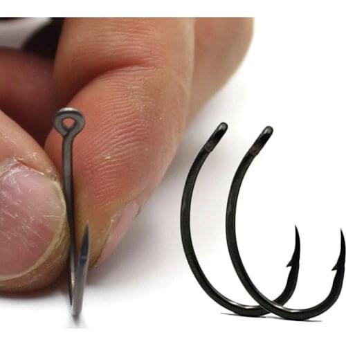 30PCS High Carbon Steel Carp Hooks Coating Carp Fishing Hook Wide Gape with Micro Barb Matt Black Yn Hook for Carp Coarse