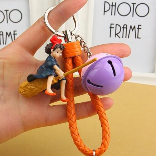 Miyazaki Hayao Animated Film Kikis Delivery Service Keychain 3D PVC Doll Keyrings Pendant for Women Bag Charms Car Accessories