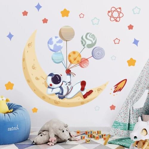 Cartoon Moon Wall Stickers Boy Kids Room Decor Aesthetic Bedroom Nursery Wall Decoration Vinyl Wallstickers pegatinas de pared
