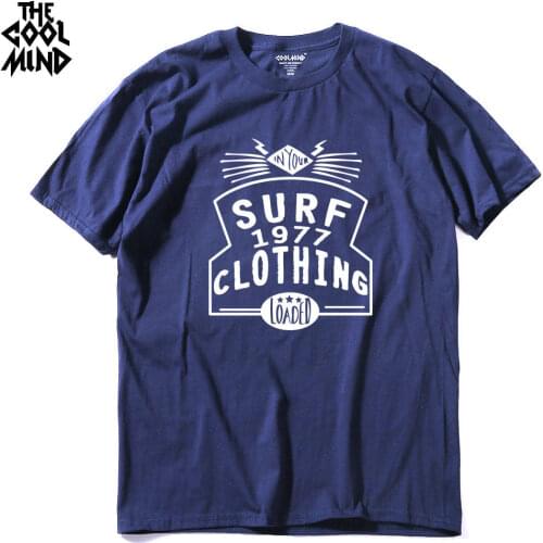 THE COOLMIND 100% cotton short sleeve printed men T shirt casual o-neck knitted mens T-shirt mens tops tee shirts