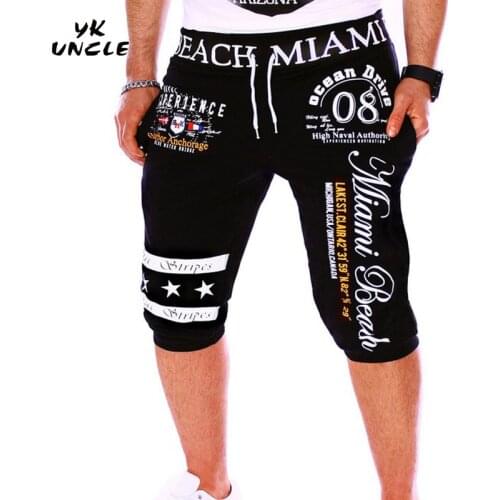 Bermuda Masculina Shorts Men 2018 Summer Fashion Mens Shorts Casual Print Cotton Slim Shorts Joggers Trousers,YK UNCLE