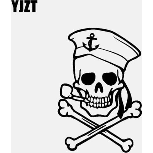 YJZT 11.7CM*17.2CM Pirate Sailor Crossbones Skull Car Sticker Vinyl Decal Black/Silver C3-1839