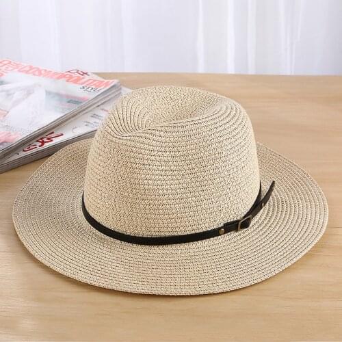 New Summer Women And Men Classics Fedora Straw Hat Black Belt Vintage Jazz Panama Straw Hat Outdoor Beach Travel Church Caps