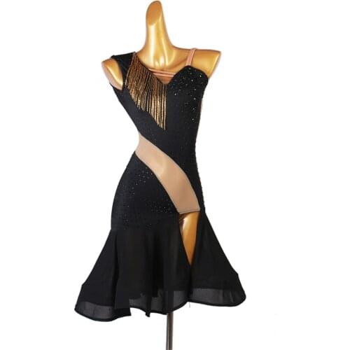 Latin Dance Competition Dress Women Rhinestone Dress Tassels Dress Rumba Dress Stage Wear Dance Clothes Women dress