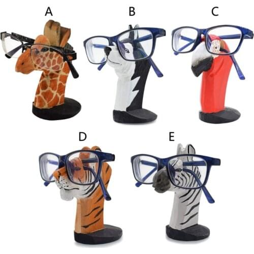 Animal Glasses Rack Hand Carved Wood Eyeglasses Spectacle Sunglasses Holder Stand Animal Shaped Home Office Desk Decor