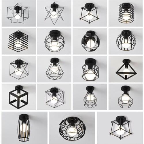 E27 Retro Iron Ceiling Light Cozy Loft Decor for Bedroom LED Indoor 110-220V Vintage Ceiling Lamp for Corridor Aisle Balcony