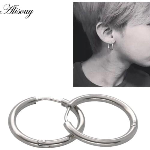 Alisouy 1 Pair 2.5mm 30mm 40mm rock hoop Earrings Lovers Circle Ear jewelry For Women Earrings Female Hip Hop Hoop Earrings