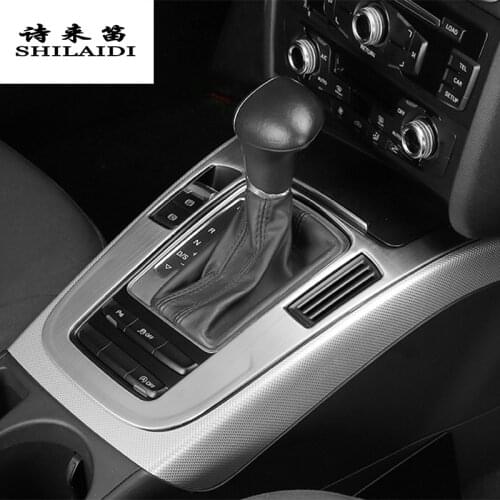 Car Styling For Audi A4 B8 A5 Central control Gear Shift Panel Gears Handrest Water cup Cover Stickers Interior Auto Accessories
