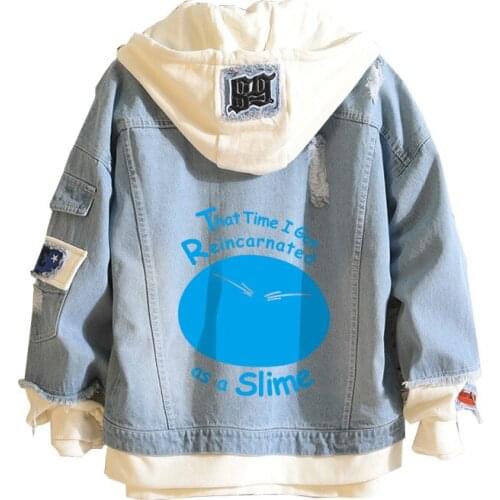 That Time I Got Reincarnated as a Slime Kawaii Couple Hoodies Men Demin Jacket Jeans Streetwear Anime Windbreaker Sweatshirt