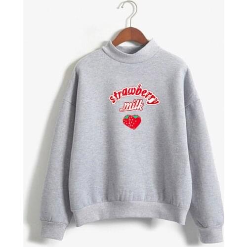 2020 Harajuku Kawaii Strawberry Milk Hoodie Sweatshirt loose printed student sweatshirt Korea KPOP trend Harajuku hoody