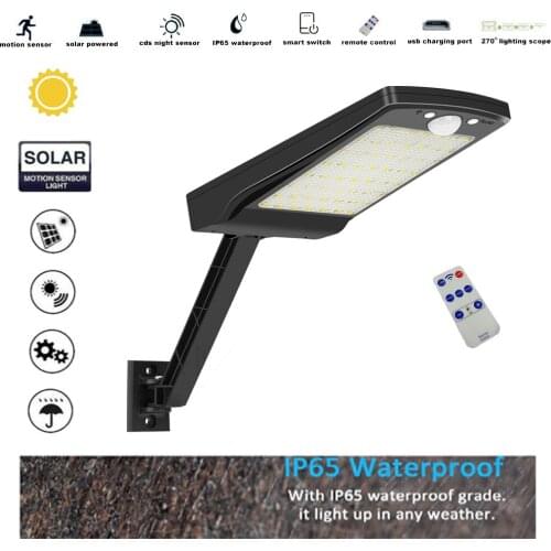 Solar led Light Outdoor Waterproof street Wall LightPIR Motion Sensor Garden rard Lighting Remote Control 3 mode