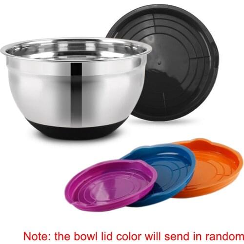 Thickened Tableware Kitchen Utensil Mixing Bowl Silicone Bottom Food Container Stainless Steel Non-Slip W/Lid