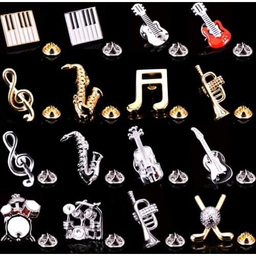 High quality leisure rock music Brooch drum drum Saxophone piano violin Brooch mens top grade shirt suit LAPEL BADGE PIN gift