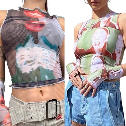 Female Camisole, Girls Floral Print Round Neck Sleeveless Crop Tops Short Vest for Summer Women Top, S/M/L