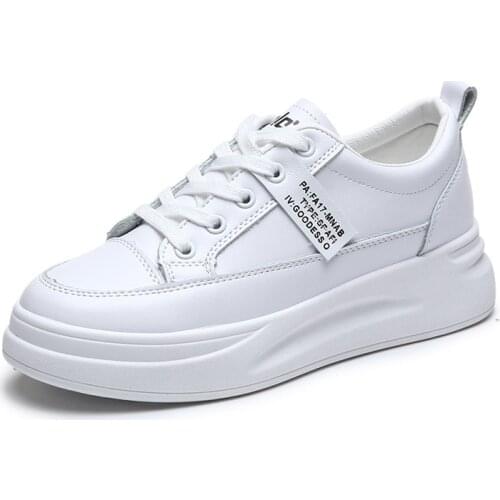 2021Spring Autumn Women Sneakers Leather Light White Female Platform Vulcanized Shoes Casual Breathable Flat Shoes