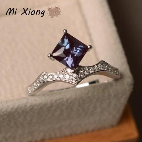 Mi Xiong 17 Styles 925 Sterling Silver Womens Rings Unique Colorful Diamond Luxury Jewelry Rainbow Series Engagement Wedding