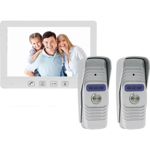 ZHUDELE 10.1" TFT Wired Smart Video Doorbell Intercom System with 1024x600 Monitor+2x700TVL Rainproof Door Phone CCD Camera 2V1