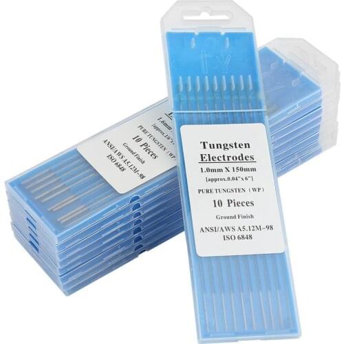 10Pcs For AC Tig Welding Pure Tungsten Electrodes WP Green Tip 1.0/1.6/2.0/2.4mm