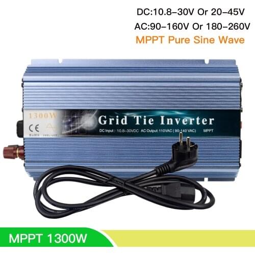 1300W Home Solar On grid Tie Inverter MPPT 18V 36V Micro inverter Pure Sine Wave 110V 220V AC output For 36 60 72 Cells PV Panel