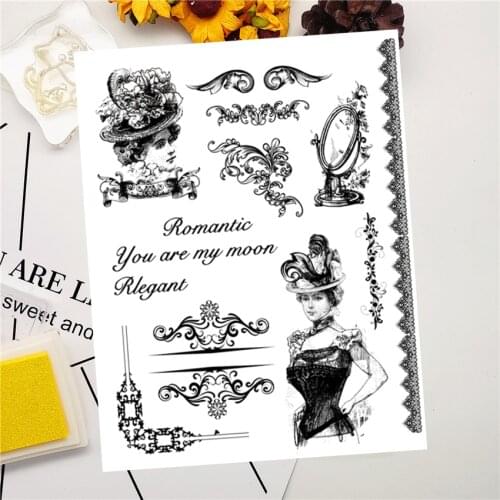 14x18CM Butterfly Ladies Transparent Seal Clear Stamps Silicone Seal Roller Stamps DIY Scrapbook Album / Card Production