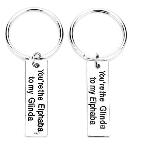 2 pcs Car Key Holder Keychain You're the Elphaba to My Glinda Letters Key Rings Couples Trinket Lover Key Chains Fashion Jewelry