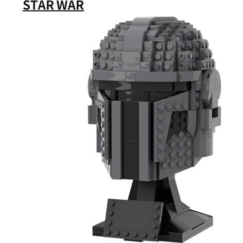 Star Wars Block Building Blocks Mandalorian Helmet Mini Size High 19cm Statue Assembling Toy for Kid Adult Gift Collection