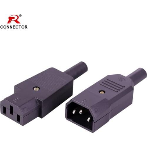 25sets Power Connector Set Male Plug+Female Jack in 1set Rewirable Power Connector 3pin plug+jack 10A 250V